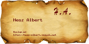 Hesz Albert névjegykártya